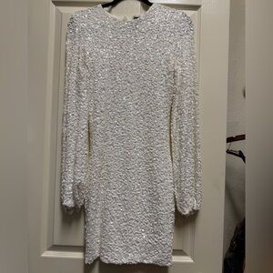 Shine in thos Elegant White Sequin Dress